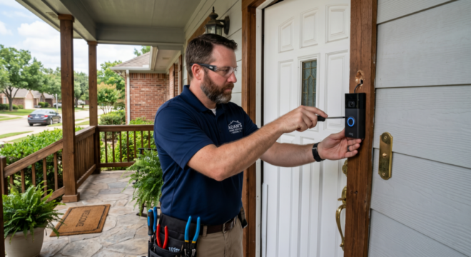ring door bell being installed in mid cities texas