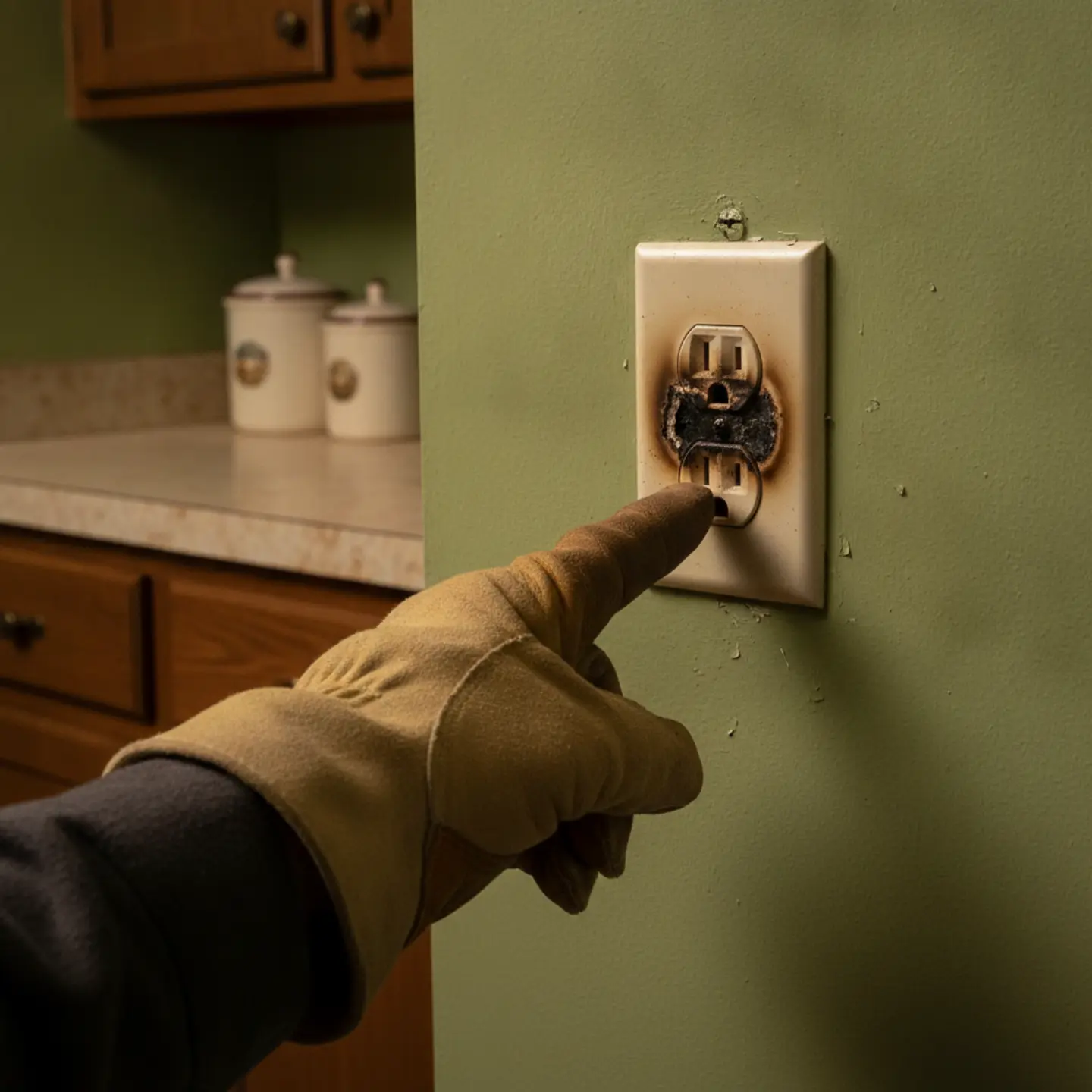 Scorched electrical outlet flagged during home inspection